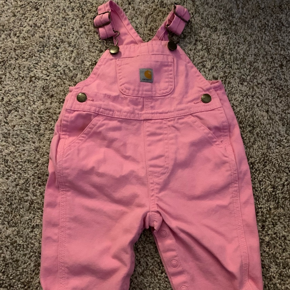 Pink Carhartt Overalls, size 3months